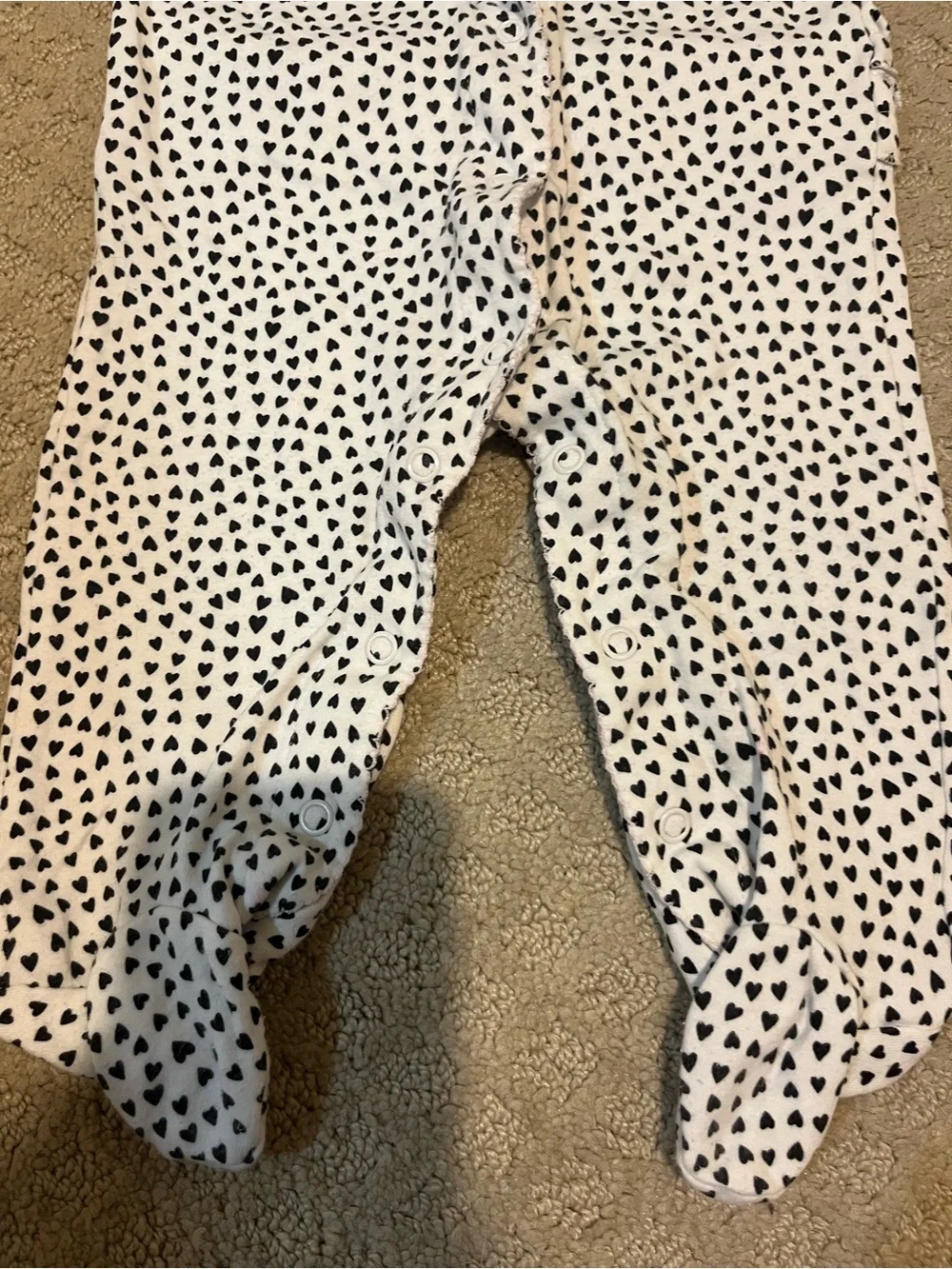 Carter's White Footed One-Piece with Black Heart Print